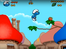 Os Smurfs exemplo do nível 1. Joga, corre, salta e recolhe os itens para passar para o próximo nível!