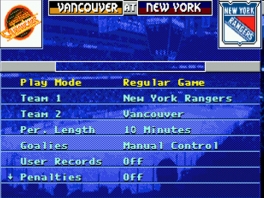 NHL 95: Afbeelding met speelbare characters